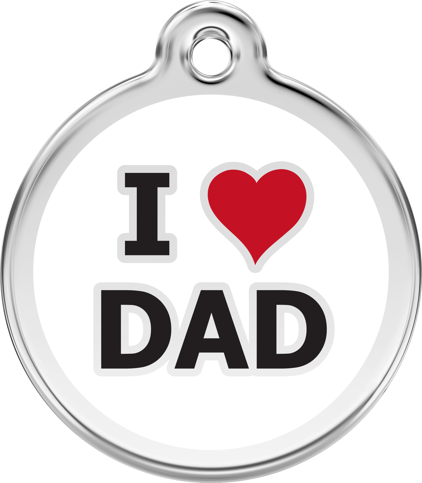 Red Dingo Stainless Steel & Enamel Dog Tag - I Heart Dad