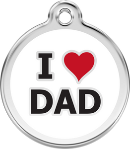 Red Dingo Stainless Steel & Enamel Dog Tag - I Heart Dad