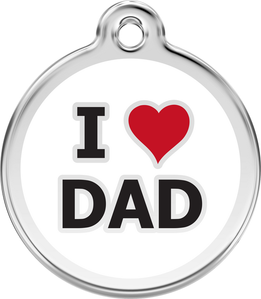 Red Dingo Stainless Steel & Enamel Dog Tag - I Heart Dad