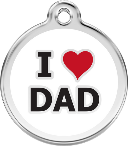 Red Dingo Stainless Steel & Enamel Dog Tag - I Heart Dad
