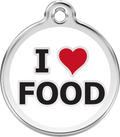 Red Dingo Stainless Steel & Enamel Dog Tag - I Heart Food