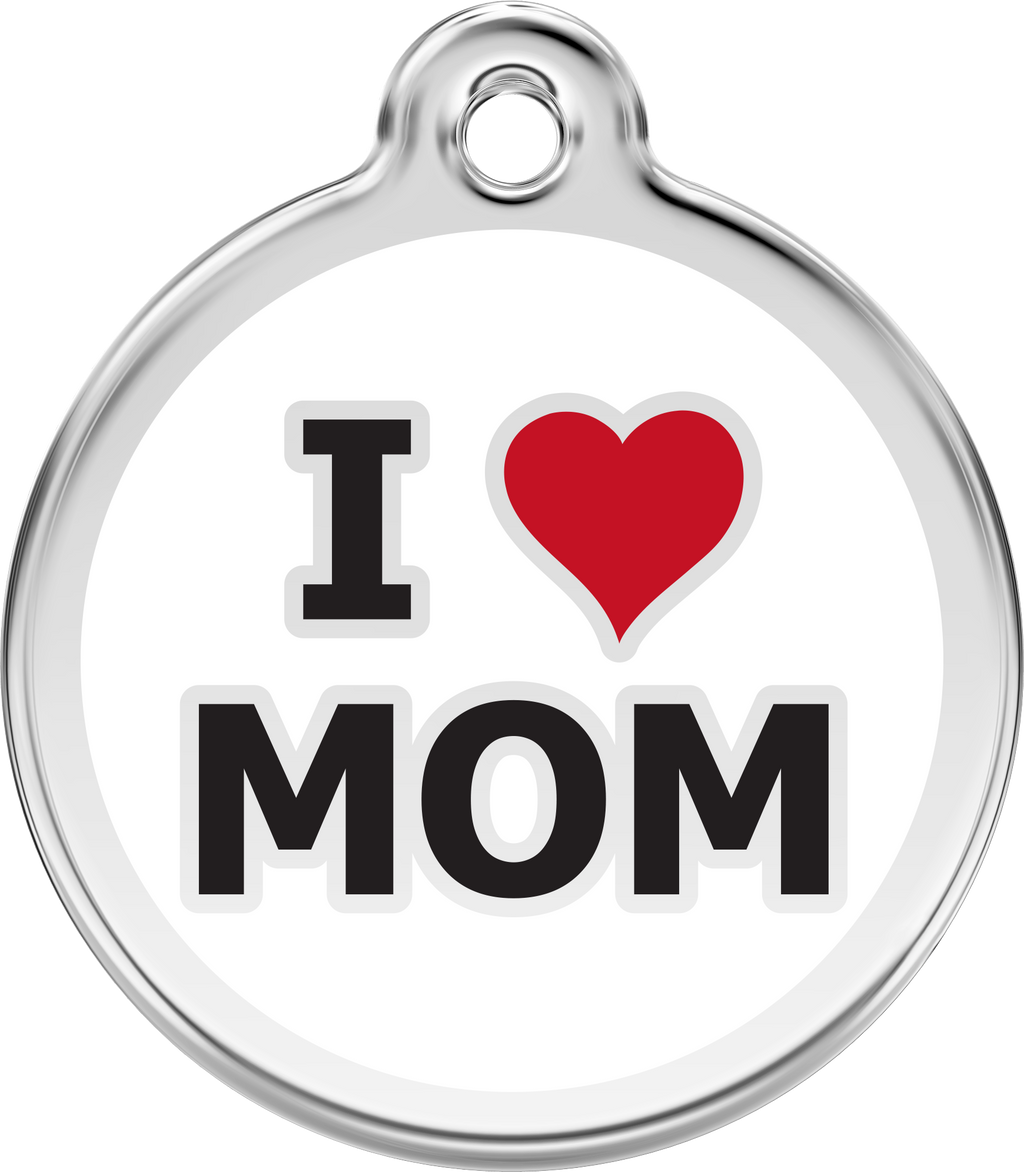 Red Dingo Stainless Steel & Enamel Dog Tag - I Heart Mom