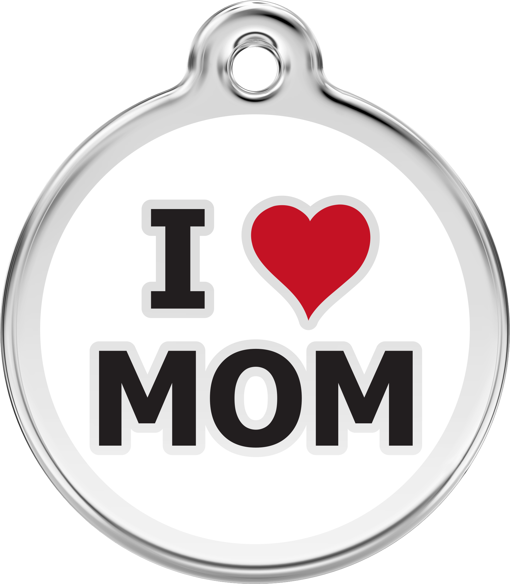 Red Dingo Stainless Steel & Enamel Dog Tag - I Heart Mom