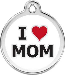 Red Dingo Stainless Steel & Enamel Dog Tag - I Heart Mom