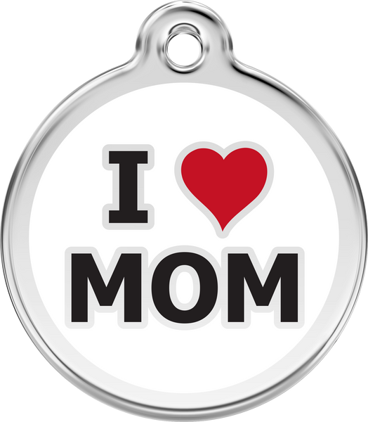 Red Dingo Stainless Steel & Enamel Dog Tag - I Heart Mom