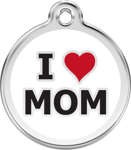 Red Dingo Stainless Steel & Enamel Dog Tag - I Heart Mom