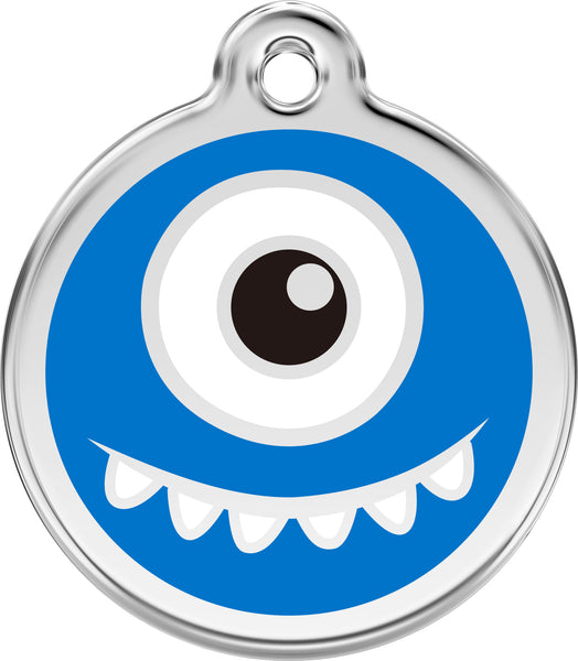 Red Dingo Stainless Steel & Enamel Dog Tag - Monster (Blue)