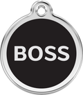 Red Dingo Stainless Steel & Enamel Dog Tag - Boss (Black)