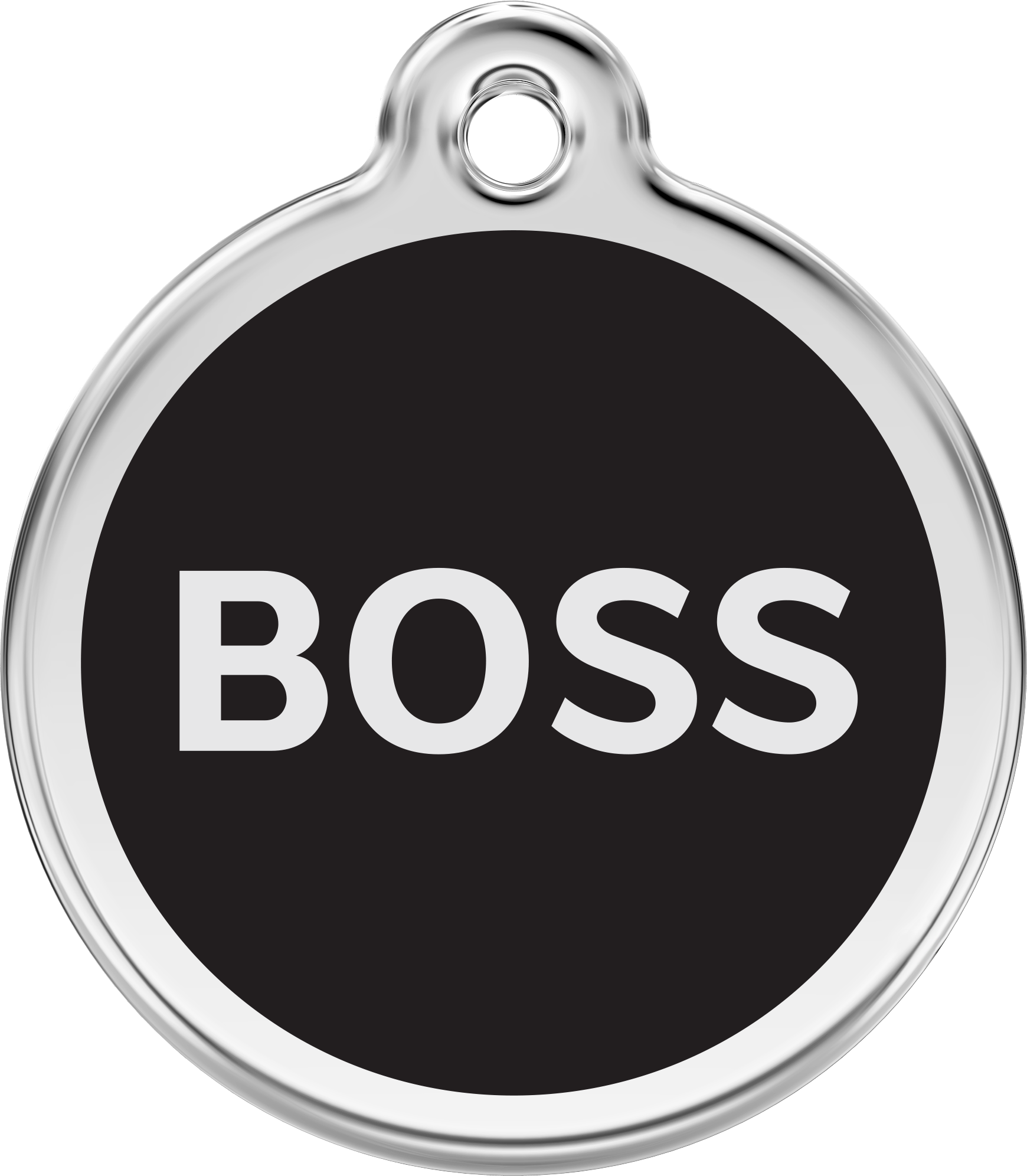 Red Dingo Stainless Steel & Enamel Dog Tag - Boss (Black)