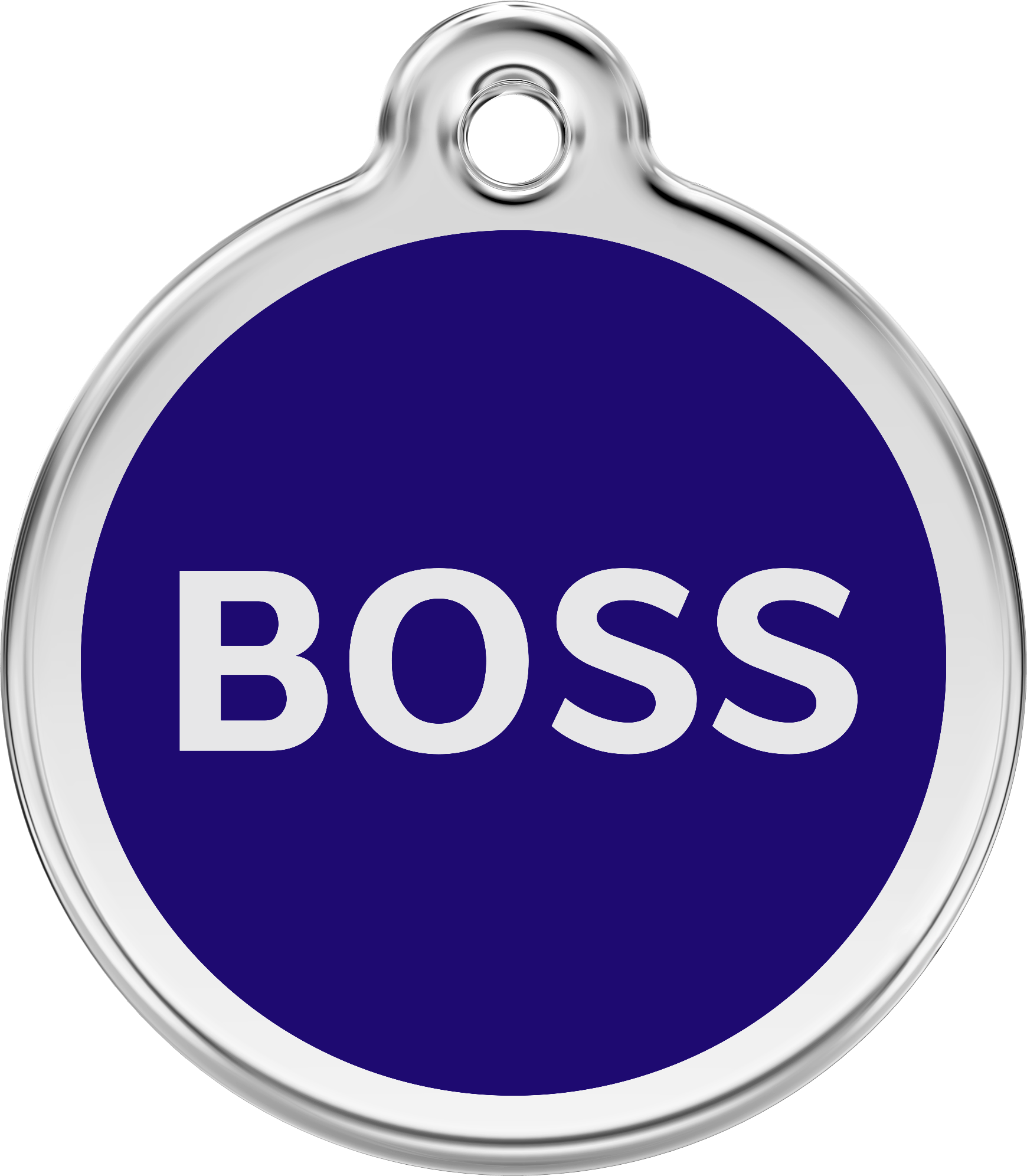 Red Dingo Stainless Steel & Enamel Dog Tag - Boss (Dark Blue)