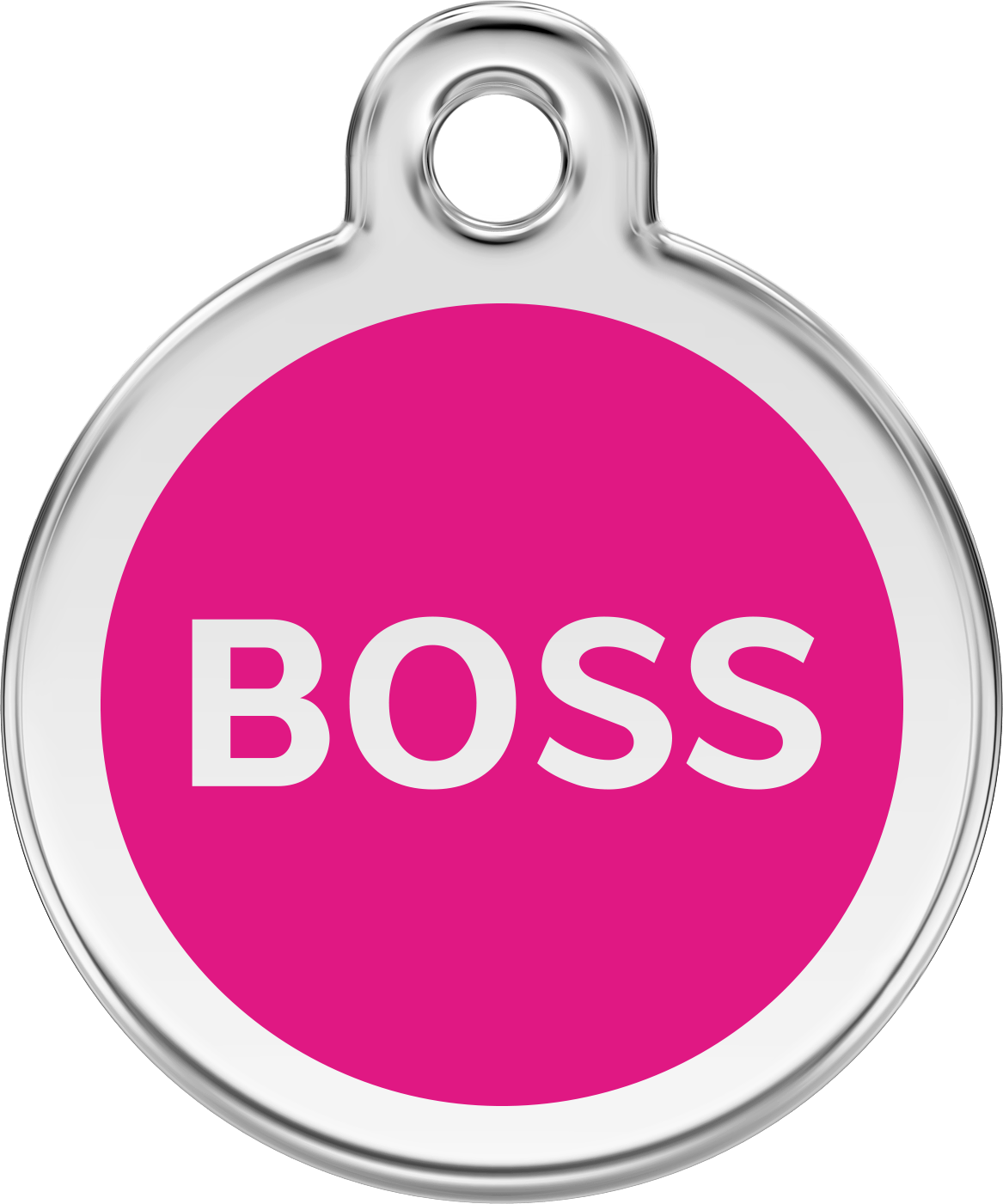 Red Dingo Stainless Steel & Enamel Dog Tag - Boss (Pink)