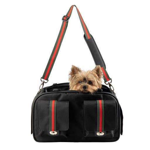 Petote Marlee 2 Dog Carrier - Black With Red Stripe