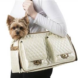 Petote Marlee Dog Carrier - Ivory Quilted