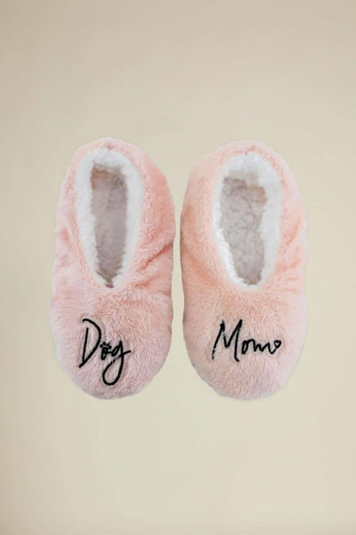 Dog Mom Pink Footsies Slippers