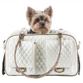 Petote Marlee Dog Carrier - Ivory Quilted
