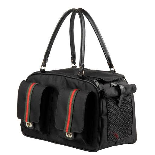 Petote Marlee 2 Dog Carrier - Black With Red Stripe