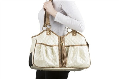 Petote Metro Dog Carrier - Ivory Quilted