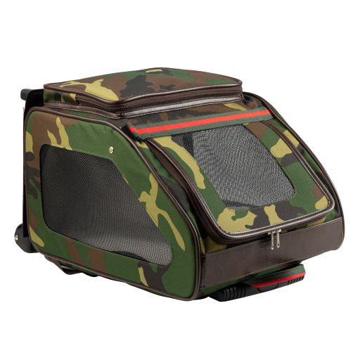 Petote Rio Dog Carrier Roller Bag - Camo With Red Stripe