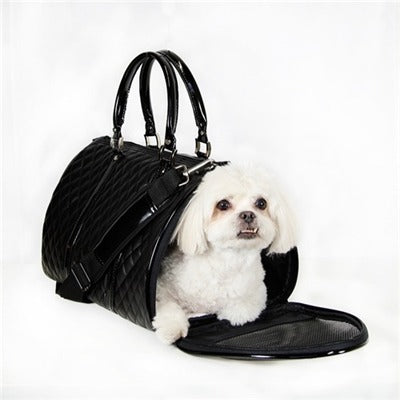 Petote Duffel Dog Carrier - Black Quilted