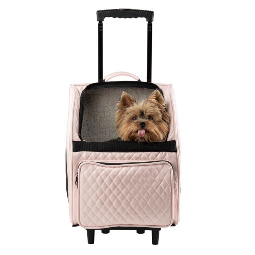 Petote Rio Dog Carrier Roller Bag - Pink Quilted