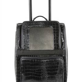 Petote Rio Dog Carrier On Wheels - Black Faux Croco