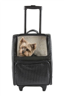 Petote Rio Dog Carrier On Wheels - Black Woven