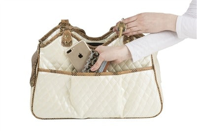 Petote Metro Dog Carrier - Ivory Quilted