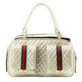 Petote Marlee 2 Dog Carrier - Ivory Quilted With Red Stripe