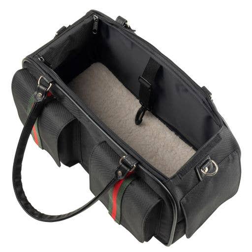 Petote Marlee 2 Dog Carrier - Black With Red Stripe