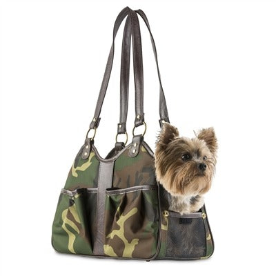 Petote Metro Dog Carrier - Camoflauge With Tassel