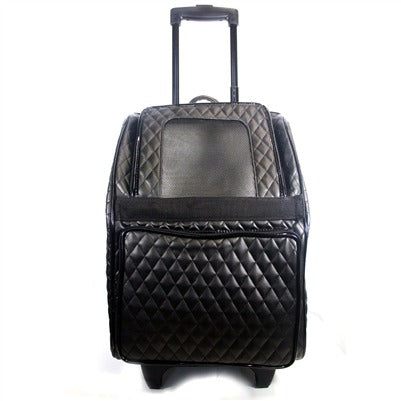 Petote Rio Dog Carrier On Wheels - Black Quilted