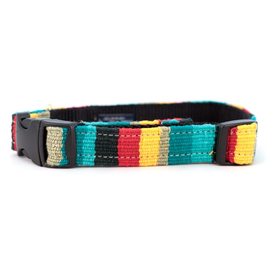 Handmade Cotton & Leather Belt - Guatemalan Woven Design, Solid Brass Buckle, Made In USA (1-1/4" Width)