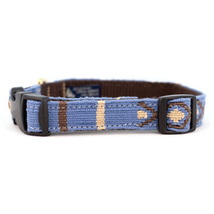 A Tail We Could Wag Handmade Cotton Weave Dog Collar - Block Island (Blue)
