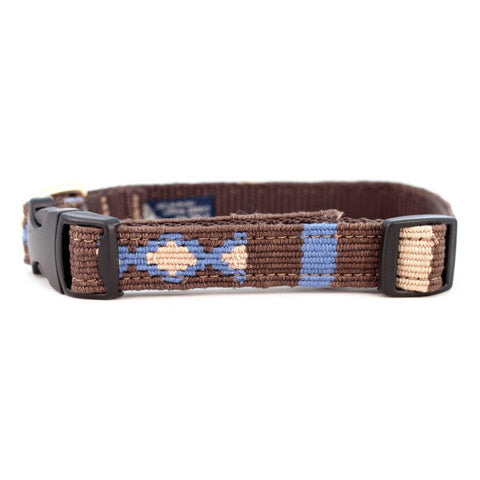 A Tail We Could Wag Handmade Cotton Weave Dog Collar - Block Island (Coffee Brown)