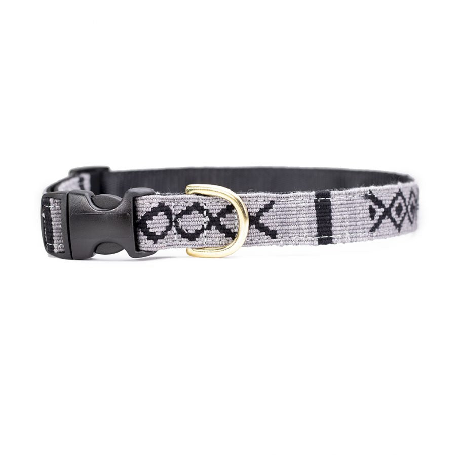 A Tail We Could Wag Handmade Cotton Weave Dog Collar - Block Island (Slate Gray)