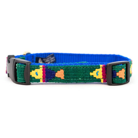 A Tail We Could Wag Handmade Cotton Weave Dog Collar - Foolish Fish (Green)