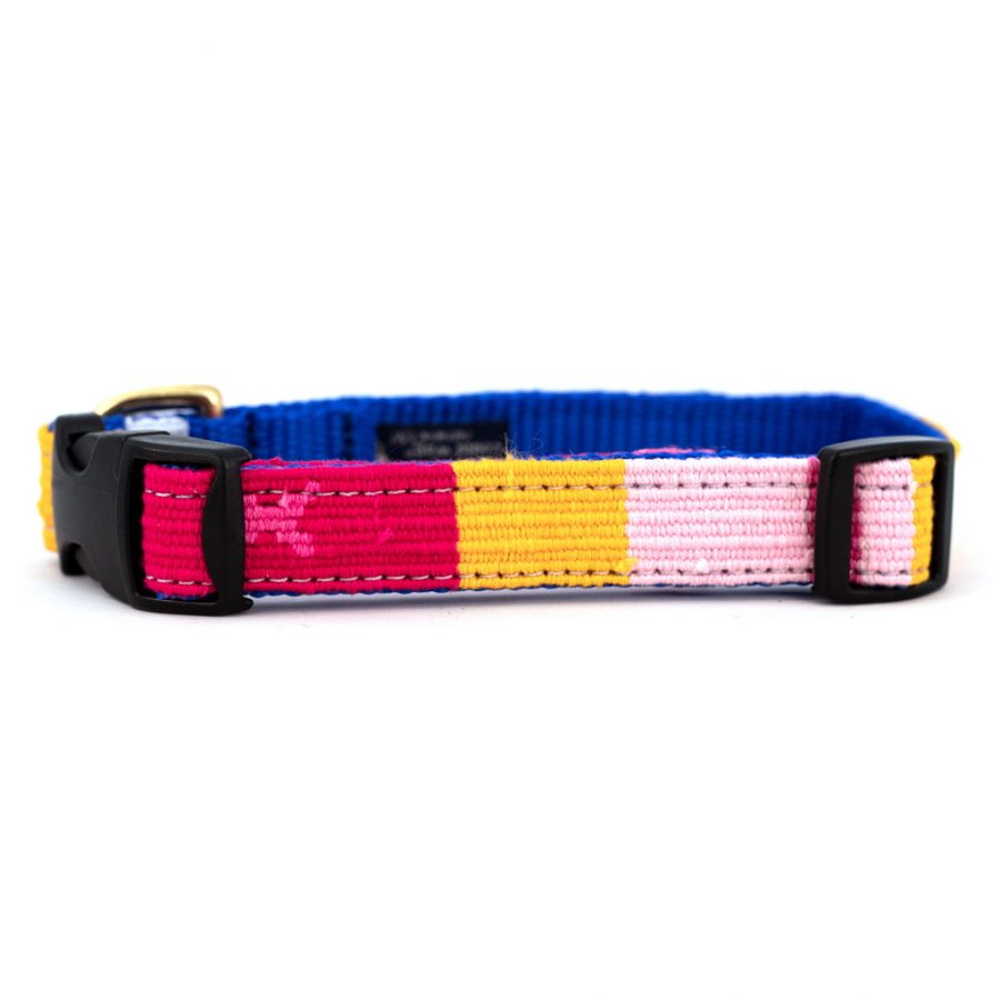 A Tail We Could Wag Handmade Cotton Weave Dog Collar - Starry Day (Mango)