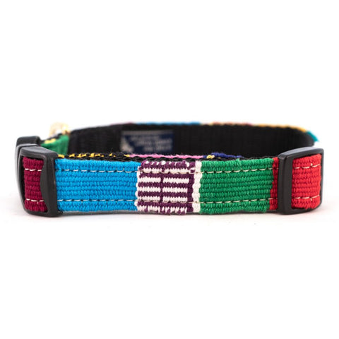A Tail We Could Wag Handmade Cotton Weave Dog Collar - Traditional Multi-Color