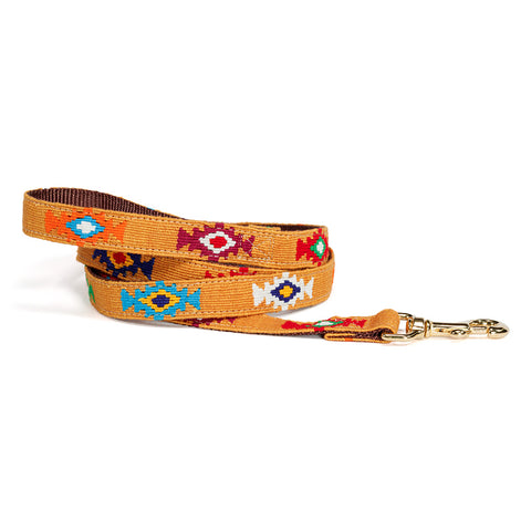 A Tail We Could Wag Handmade Cotton Weave Dog Leash - God's Eye (Gold)