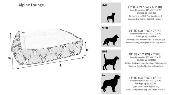 Bowsers Alpine Lounger Dog Bed - Antlers Red
