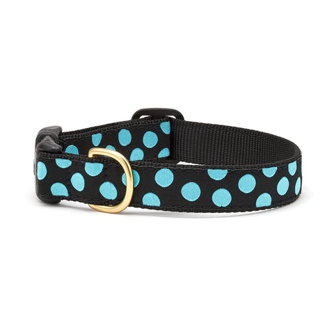 Up Country Black Aqua Dot Dog Collar