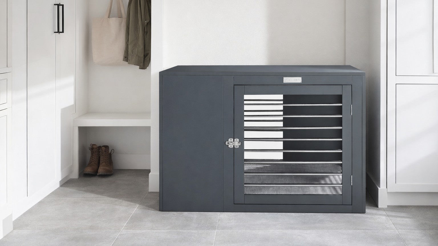 Bowsers Moderno Luxury Dog Crate - Gray