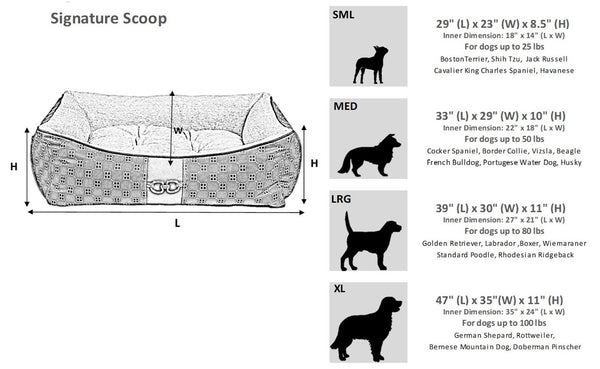 Bowsers Signature Scoop Dog Bed - Ivory Sheepskin Faux Fur