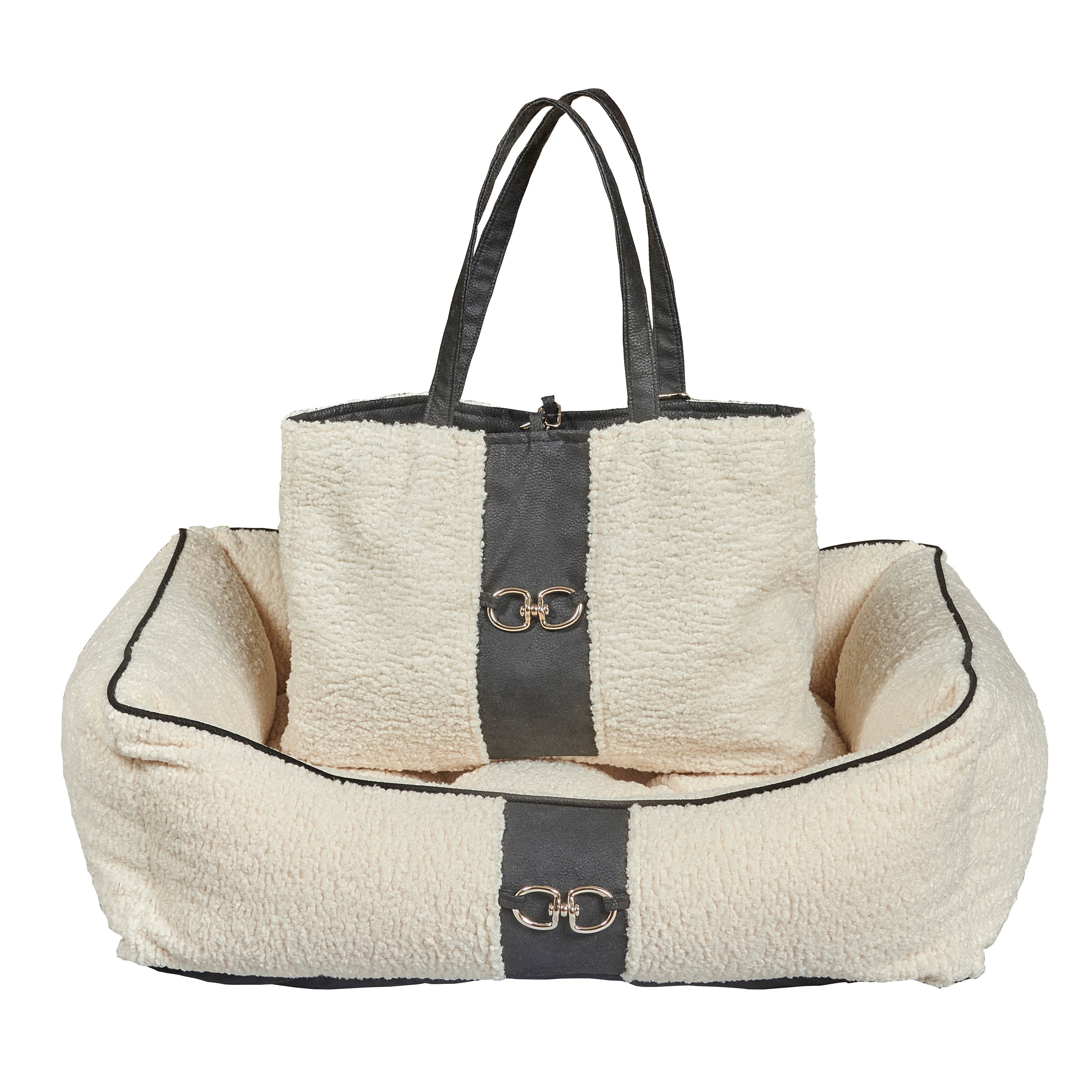 Signature Scoop Dog Bed - Ivory Sheepskin Faux Fur