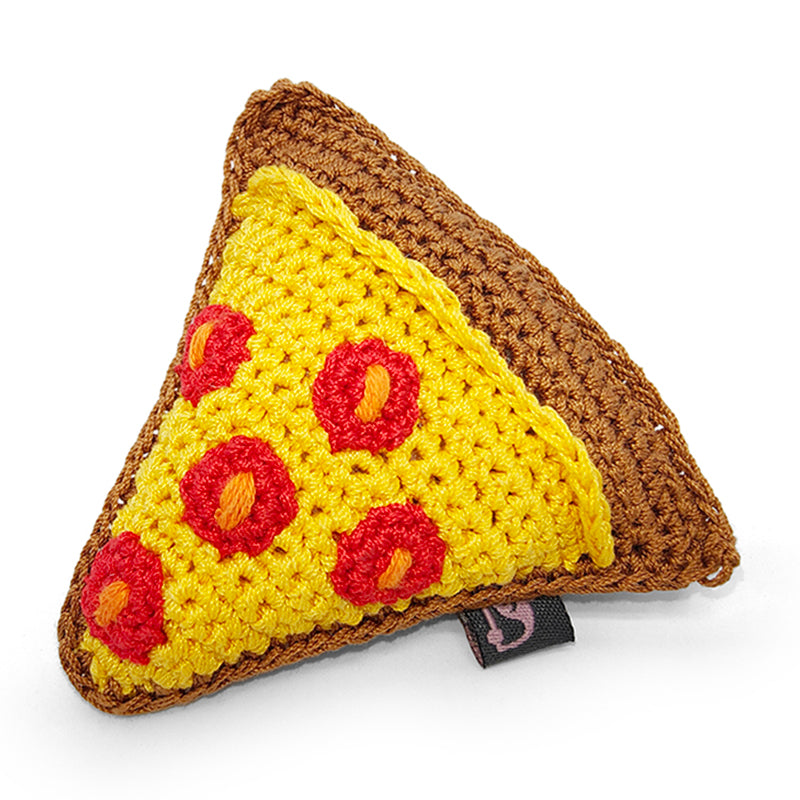 Pizza Crochet Dog Toy with Squeaker