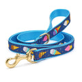 Blue ice cream patterned dog leash with brass clip and loop handle
