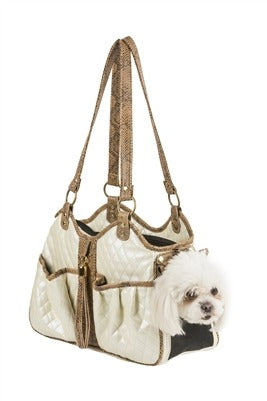 Petote Metro Dog Carrier - Ivory Quilted