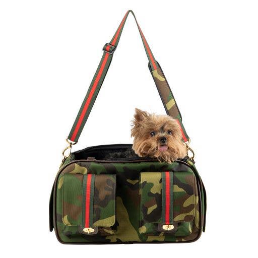 Petote Marlee 2 Dog Carrier - Camo With Red Stripe