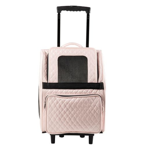 Petote Rio Dog Carrier Roller Bag - Pink Quilted