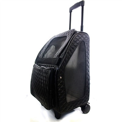 Petote Rio Dog Carrier On Wheels - Black Quilted